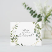 Zal je mijn Bridesmaid Elegant Greenery zijn? Uitnodiging Briefkaart (Staand voorkant)