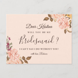 Zal je mijn Bridesmaid Elegant Victoria Floral zij Uitnodiging Briefkaart