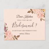 Zal je mijn Bridesmaid Elegant Victoria Floral zij Uitnodiging Briefkaart (Voorkant)