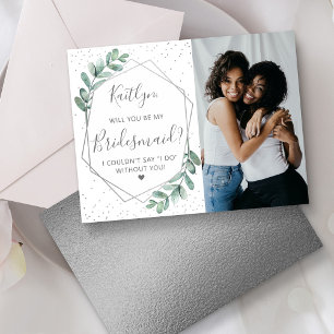 Zal je mijn Bridesmaid Eucalyptus Geometric zijn? Uitnodiging Briefkaart