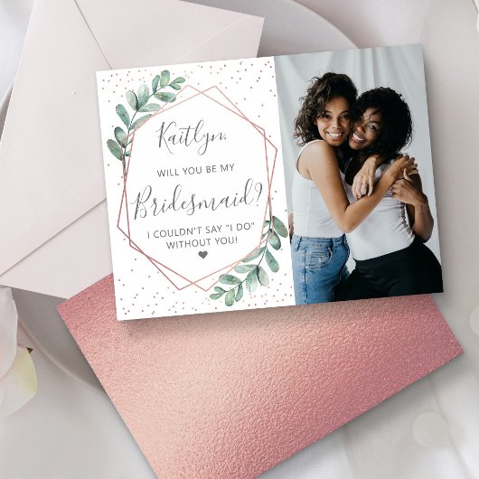 Zal je mijn Bridesmaid Eucalyptus Geometric zijn? Uitnodiging Briefkaart