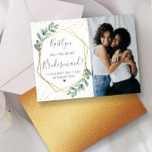 Zal je mijn Bridesmaid Eucalyptus Geometric zijn? Uitnodiging Briefkaart
