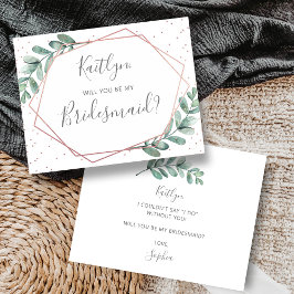 Zal je mijn Bridesmaid Eucalyptus Geometric zijn? Uitnodiging Briefkaart