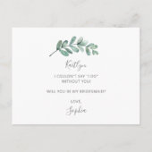 Zal je mijn Bridesmaid Eucalyptus Geometric zijn? Uitnodiging Briefkaart (Achterkant)