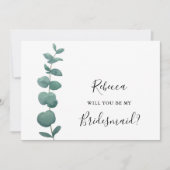 Zal je mijn Bridesmaid Eucalyptus uitnodiging zijn (Voorkant)