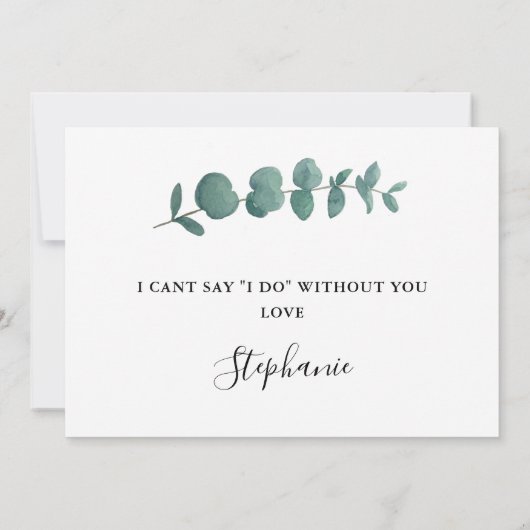 Zal je mijn Bridesmaid Eucalyptus uitnodiging zijn (Achterkant)