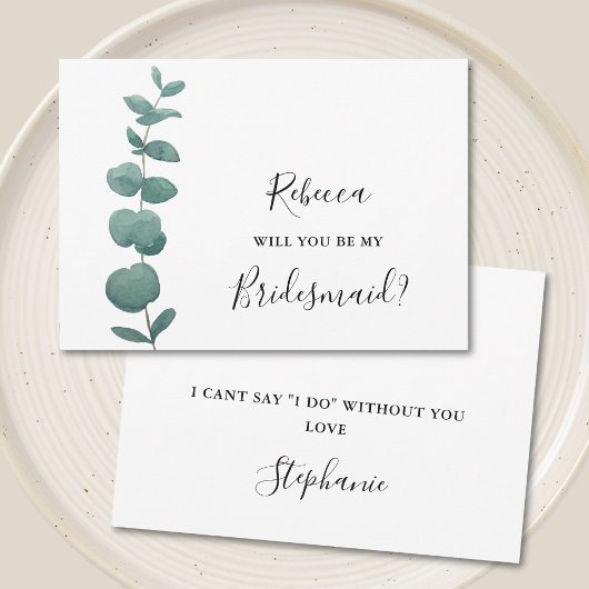 Zal je mijn Bridesmaid Eucalyptus uitnodiging zijn
