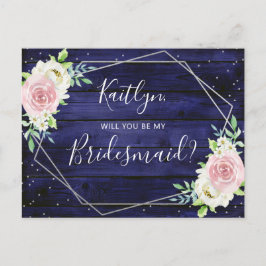 Zal je mijn Bridesmaid Floral Geometric Lijst zijn Uitnodiging Briefkaart