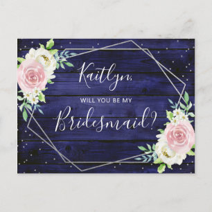 Zal je mijn Bridesmaid Floral Geometric Lijst zijn Uitnodiging Briefkaart