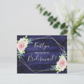 Zal je mijn Bridesmaid Floral Geometric Lijst zijn Uitnodiging Briefkaart (Staand voorkant)