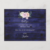 Zal je mijn Bridesmaid Floral Geometric Lijst zijn Uitnodiging Briefkaart (Achterkant)