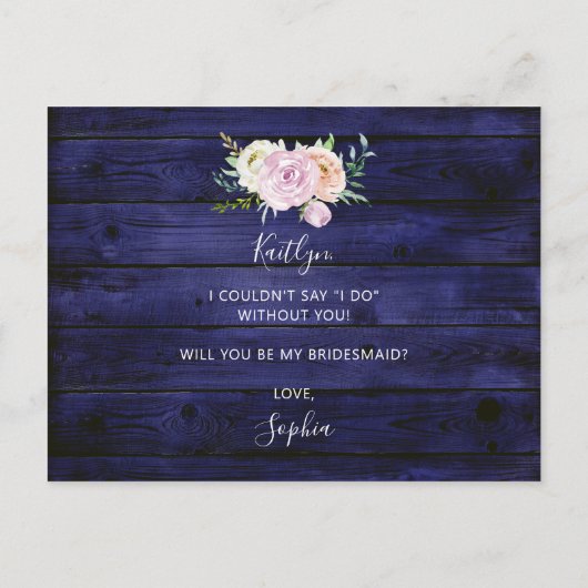 Zal je mijn Bridesmaid Floral Geometric Lijst zijn Uitnodiging Briefkaart (Achterkant)