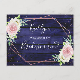 Zal je mijn Bridesmaid Floral Geometric Lijst zijn Uitnodiging Briefkaart