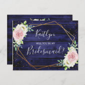 Zal je mijn Bridesmaid Floral Geometric Lijst zijn Uitnodiging Briefkaart (Voorkant / Achterkant)