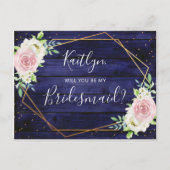 Zal je mijn Bridesmaid Floral Geometric Lijst zijn Uitnodiging Briefkaart (Voorkant)