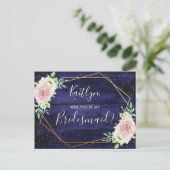 Zal je mijn Bridesmaid Floral Geometric Lijst zijn Uitnodiging Briefkaart (Staand voorkant)