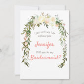 Zal je mijn Bridesmaid Floral Ivory Coral zijn? Kaart (Voorkant)
