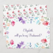 Zal je mijn Bridesmaid Floral uitnodiging zijn? (Voorkant / Achterkant)