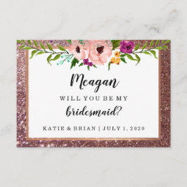 Zal je mijn Bridesmaid Flower Glitter Plum zijn? Kaart