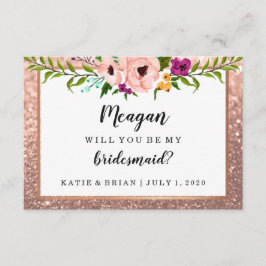 Zal je mijn Bridesmaid Flower Glitter Roos Gold zi Kaart
