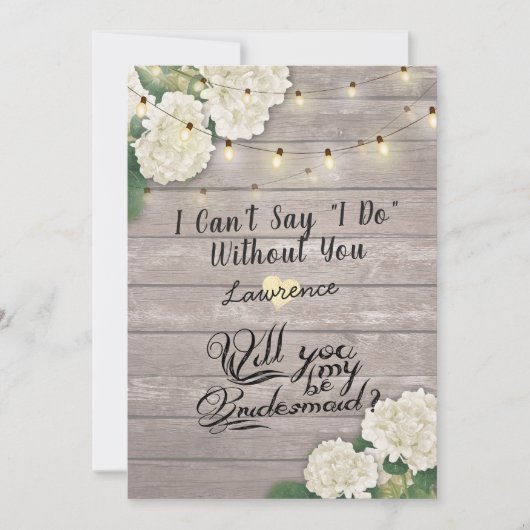 Zal je mijn Bridesmaid Flower String Light wood zi Kaart (Voorkant)