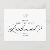 Zal je mijn Bridesmaid Gold Effect Heart zijn? Briefkaart (Voorkant)