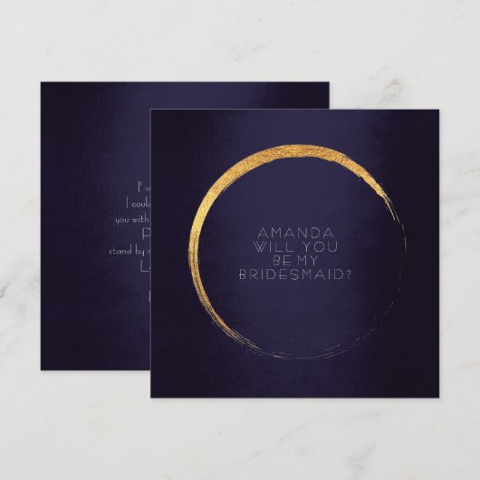 Zal je mijn Bridesmaid Golden Circle Navy zijn? Kaart (Voorkant / Achterkant)