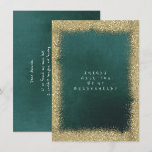 Zal je mijn Bridesmaid Golden Glitter Emerald zijn Kaart
