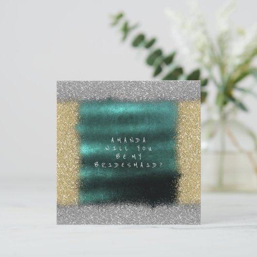 Zal je mijn Bridesmaid Golden Glitter Emerald zijn Kaart (Staand voorkant)