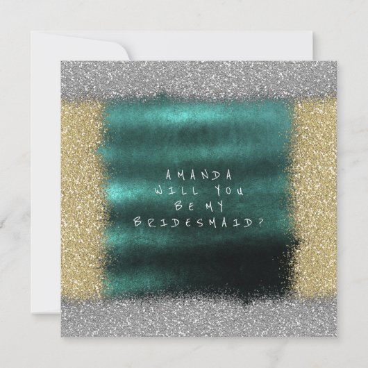 Zal je mijn Bridesmaid Golden Glitter Emerald zijn Kaart (Voorkant)