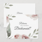 Zal je mijn Bridesmaid Greenery Eucalyptus zijn? Aankondigingskaart (Voorkant / Achterkant)