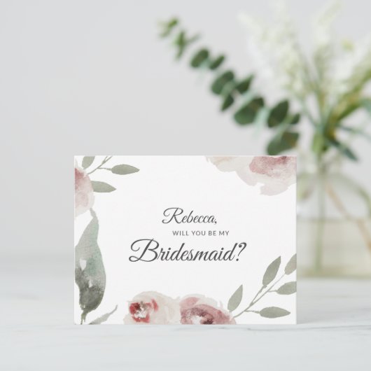 Zal je mijn Bridesmaid Greenery Eucalyptus zijn? Aankondigingskaart (Staand voorkant)