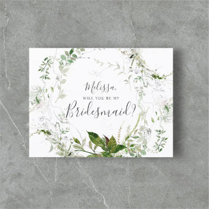 Zal je mijn Bridesmaid Greenery Sketch Foliage zij Uitnodiging Briefkaart