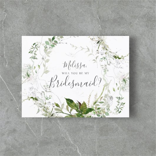 Zal je mijn Bridesmaid Greenery Sketch Foliage zij Uitnodiging Briefkaart