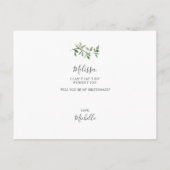 Zal je mijn Bridesmaid Greenery Sketch Foliage zij Uitnodiging Briefkaart (Achterkant)
