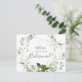 Zal je mijn Bridesmaid Greenery Sketch Foliage zij Uitnodiging Briefkaart (Staand voorkant)
