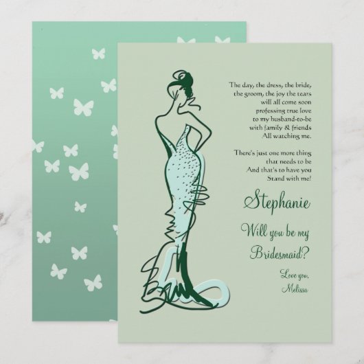 Zal je mijn Bridesmaid-kaarten zijn? Kaart (Voorkant / Achterkant)