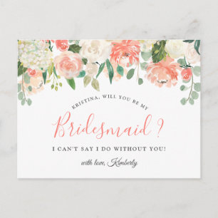 Zal je mijn Bridesmaid Koral Peach zijn? Uitnodiging Briefkaart