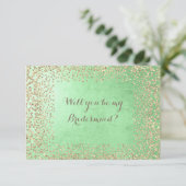 Zal je mijn Bridesmaid Mint Gold Champaign zijn? Kaart (Staand voorkant)