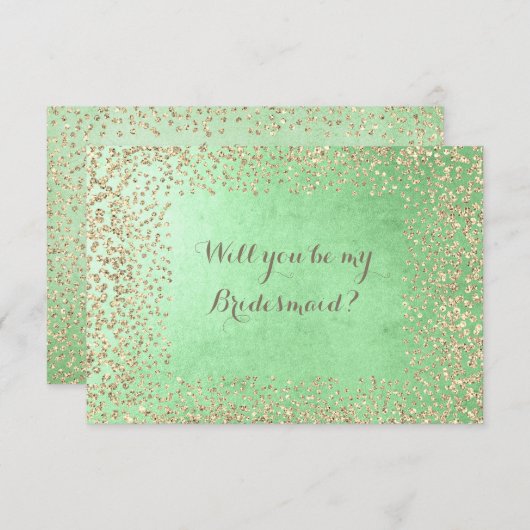Zal je mijn Bridesmaid Mint Gold Champaign zijn? Kaart (Voorkant / Achterkant)