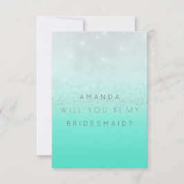 Zal je mijn Bridesmaid Mint Silver Glitter zijn? Kaart