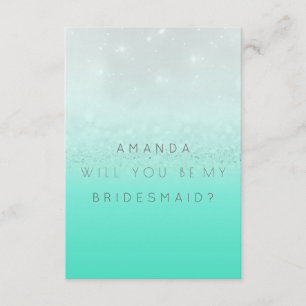 Zal je mijn Bridesmaid Mint Silver Glitter zijn? Kaart