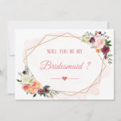 Zal je mijn Bridesmaid Modern Bloom Floral zijn? Kaart (Voorkant)