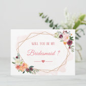 Zal je mijn Bridesmaid Modern Bloom Floral zijn? Kaart (Staand voorkant)