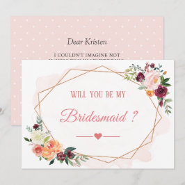 Zal je mijn Bridesmaid Modern Bloom Floral zijn? Kaart
