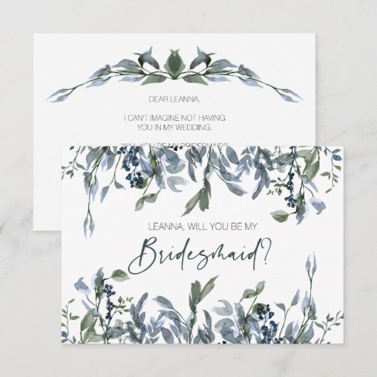 Zal je mijn Bridesmaid Sage Silver Green Floral zi (Voorkant / Achterkant)