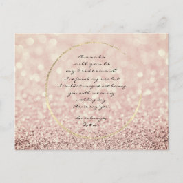 Zal je mijn Bridesmaid Sepia Roos Gold Glitter zij Uitnodiging Briefkaart