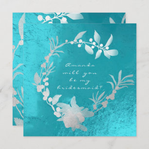Zal je mijn Bridesmaid Silver Turquoise Wreath zij Kaart