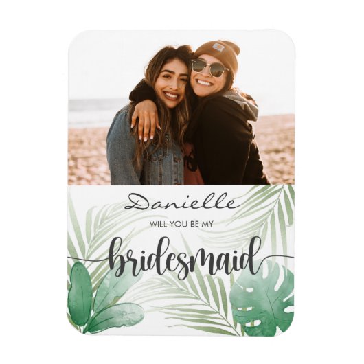 Zal je mijn Bridesmaid Tropische Monstera Magnet z Magneet (Verticaal)