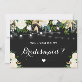Zal je mijn Bridesmaid Waterverf Ivory Floral zijn Kaart